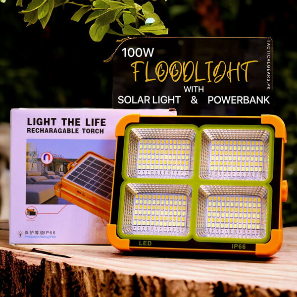 100W Floodlight with Solar Panel and Power bank
