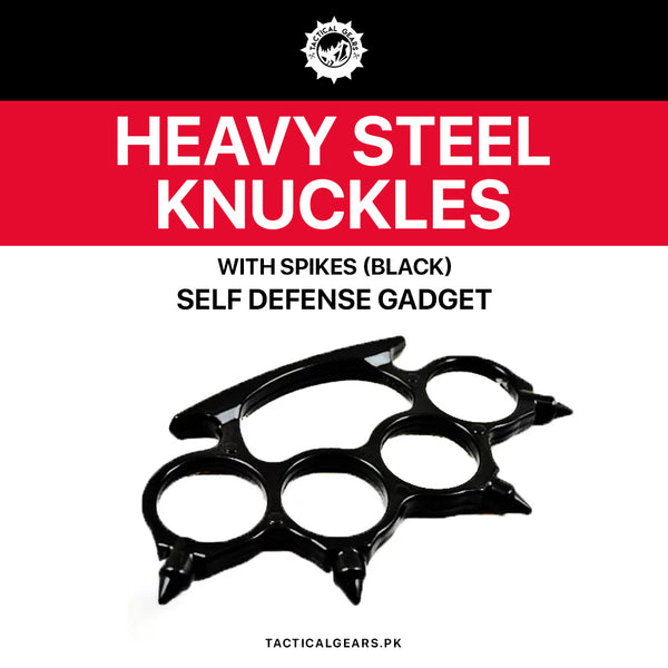 Heavy Steel Knuckles with Spikes (Black)