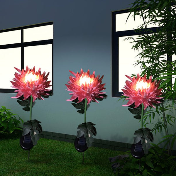 Chrysanthemum Solar Powered Artificial Flower Lamp - (Pair)