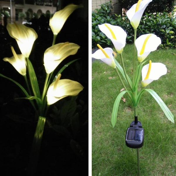 Calla Lily Solar Powered Artificial Flower Lamp - (Pair)