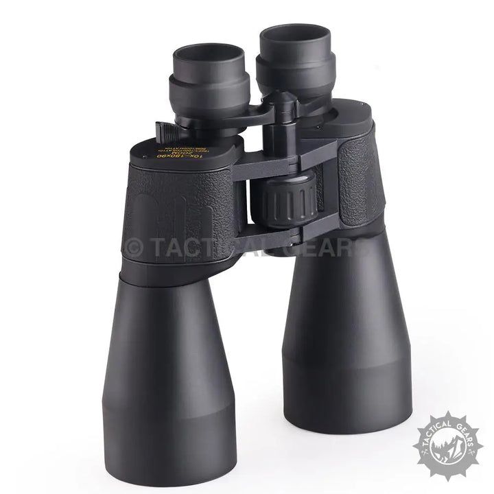 Black compact Bushnell 10-90x80 HD zooming binoculars with central focus knob