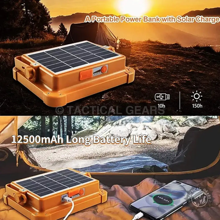 Portable solar power bank with 12500mAh battery for 1000W LED Camping Solar Light use