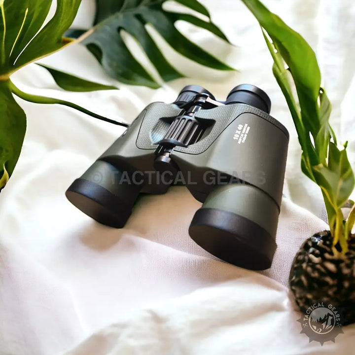 Olive green 10x40 imported 1km binoculars with black accents for outdoor viewing