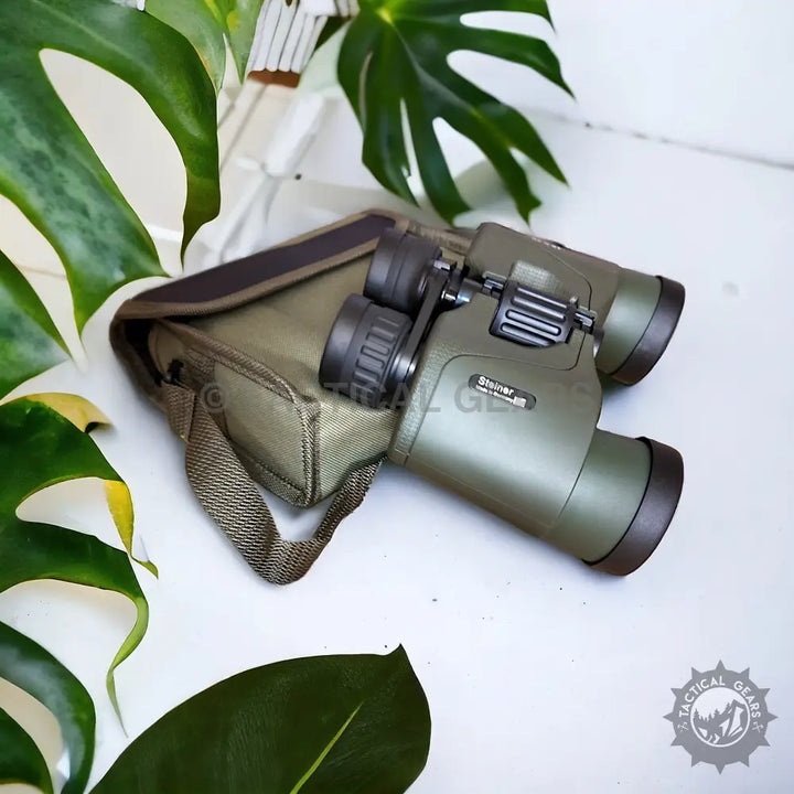 Olive green 10x40 imported 1km binoculars with matching carrying case for outdoor viewing