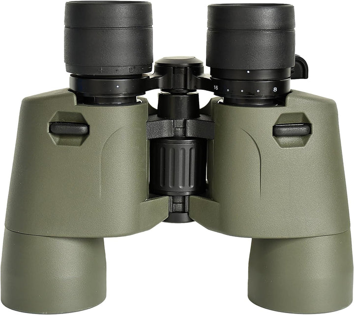 Olive green 10x40 imported 1km binoculars with black accents and adjustable eyepieces