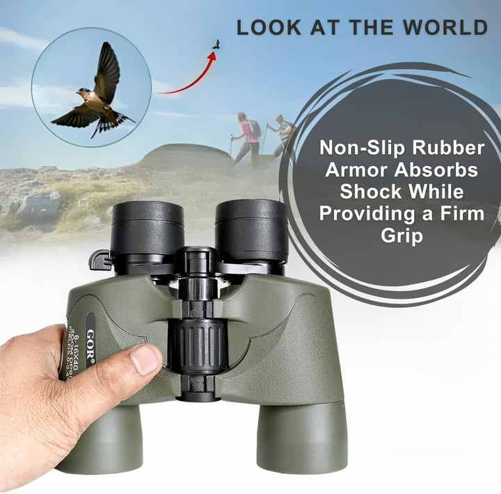 Olive green 10x40 imported 1km binoculars with non-slip rubber armor for shock absorption
