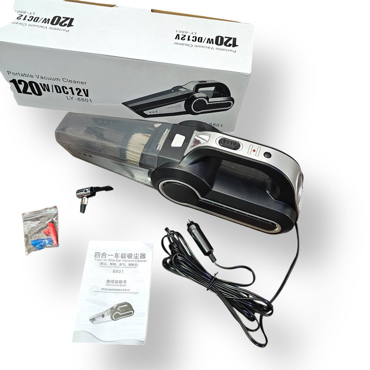 Portable 120W/DC12V Car Vacuum Cleaner with Accessories and Manual for Car Cleaning