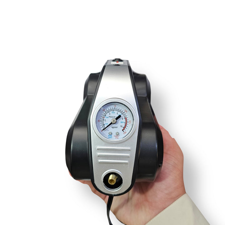 Portable 120W Air Compressor with Built-in Pressure Gauge for Car Vacuum Cleaning