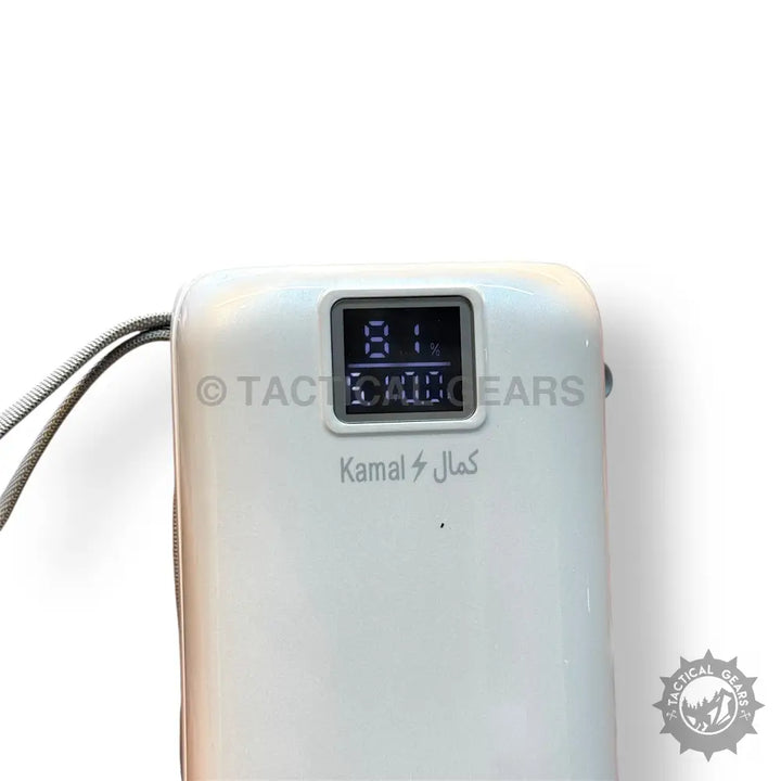 White 120W PD Super Fast Charging Power Bank with digital display showing 81% charge