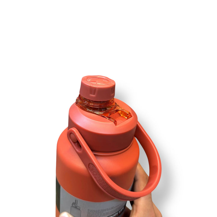 Orange 1300ml thermal hot vacuum bottle with straw and carry handle for hot beverages