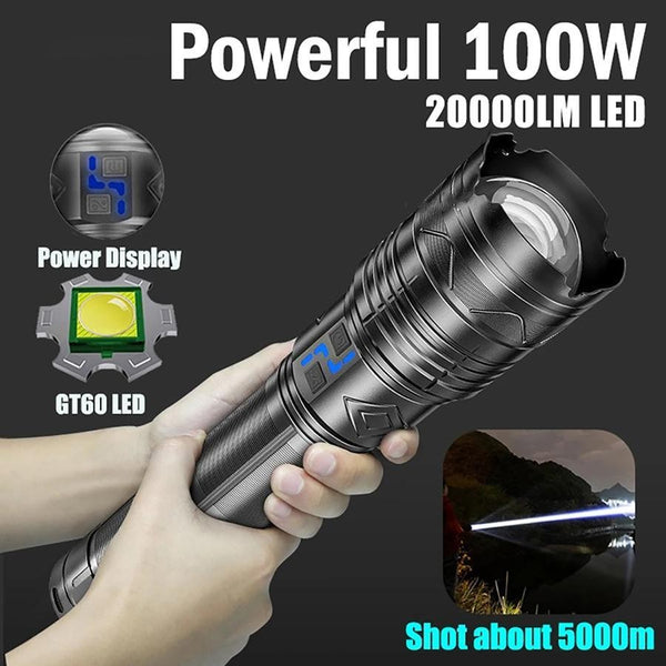 100W Long Distance Tactical Flashlight