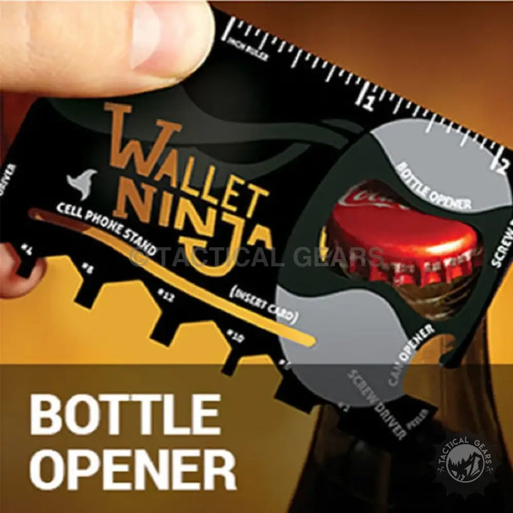 Wallet Ninja 18-in-1 multi-tool shaped like a credit card with bottle opener and drivers