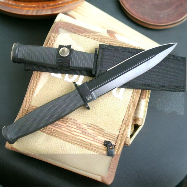 Black Titanium Hunting Knife - Dual Sided - Large