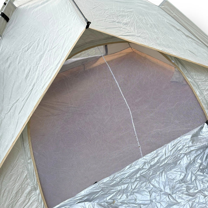 Interior view of 2 Person Automatic Camping Tent with mesh windows and reflective floor