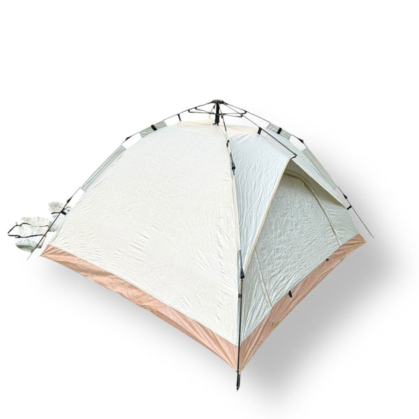 White and brown 2 Person Automatic Camping Tent for easy outdoor camping adventures
