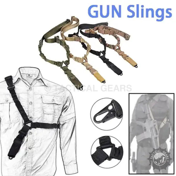 Tactical Two Point Sling Belt with quick-release buckle, adjustable strap, in multiple colors