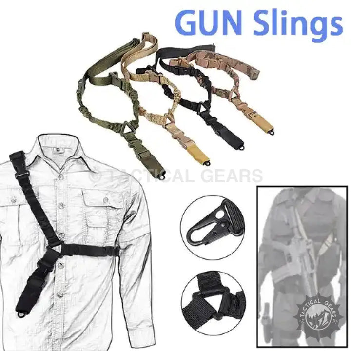 Tactical Two Point Sling Belt with quick-release buckle, adjustable strap, in multiple colors