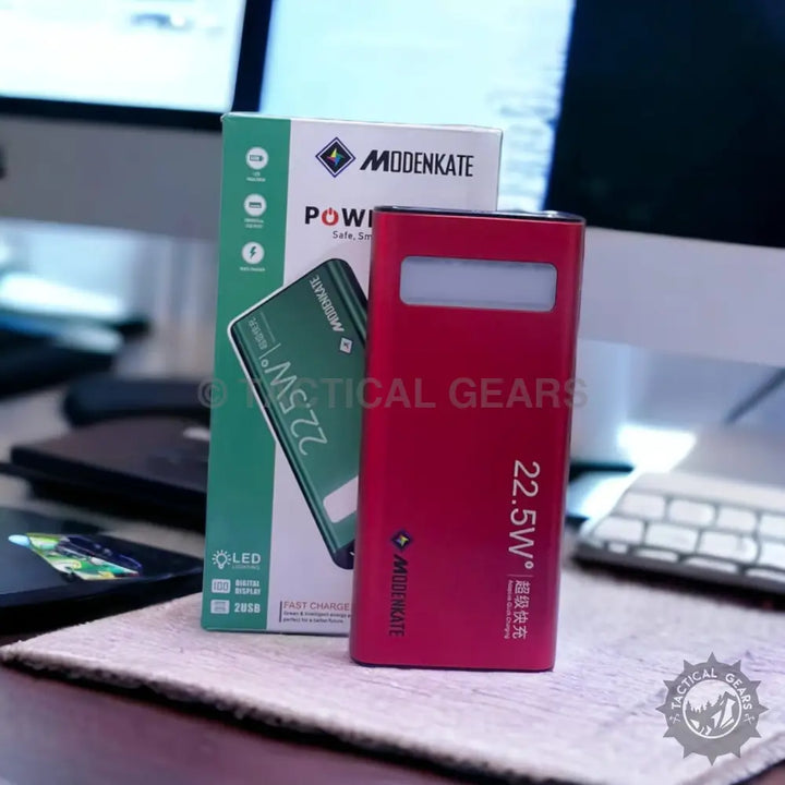 Red Modenkate 22.5W Power Bank with LED Light and Fast Charging for Devices