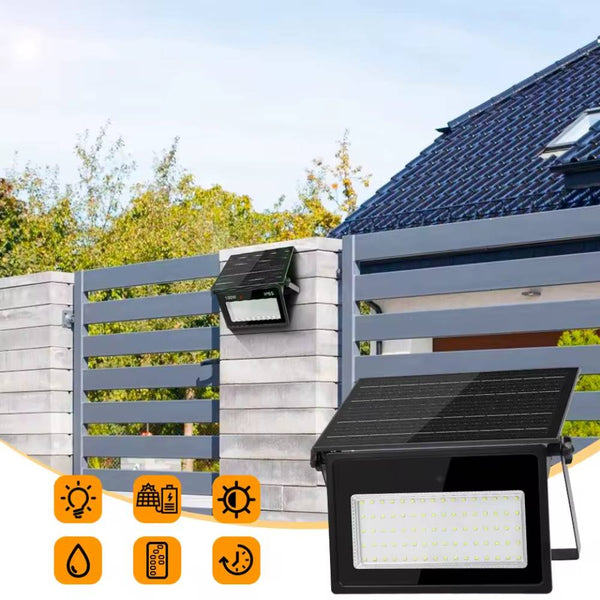 Solar-powered LED floodlight with separate solar panel for coba solar charging wall lamp