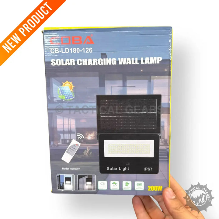 200W Solar Charging Wall Floodlight with Remote and Radar Induction for outdoor lighting