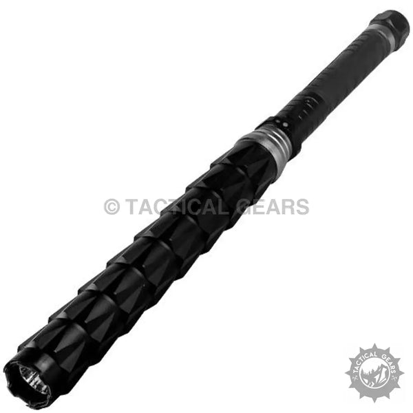 Black 22 Inch Bouncer Stun Gun with Flashlight and Textured Grip for Self Defense