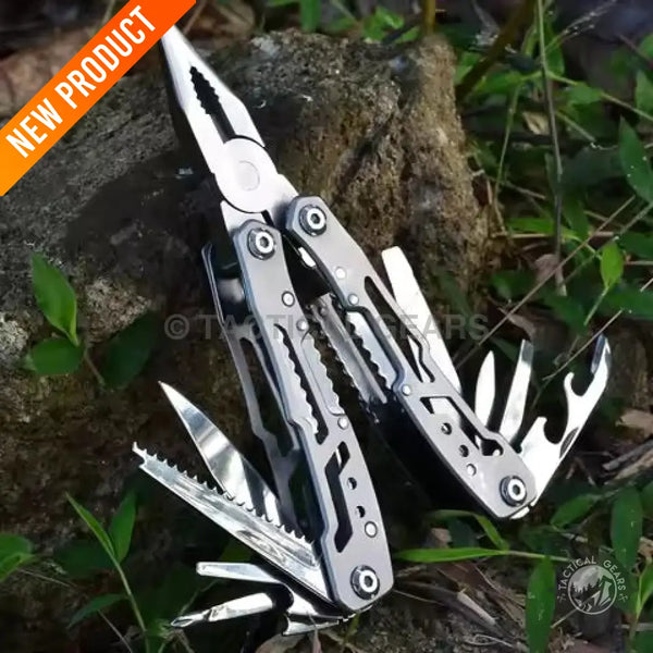 Silver 23-in-1 Multitool Pliers Set with pliers and folding tools for versatile use