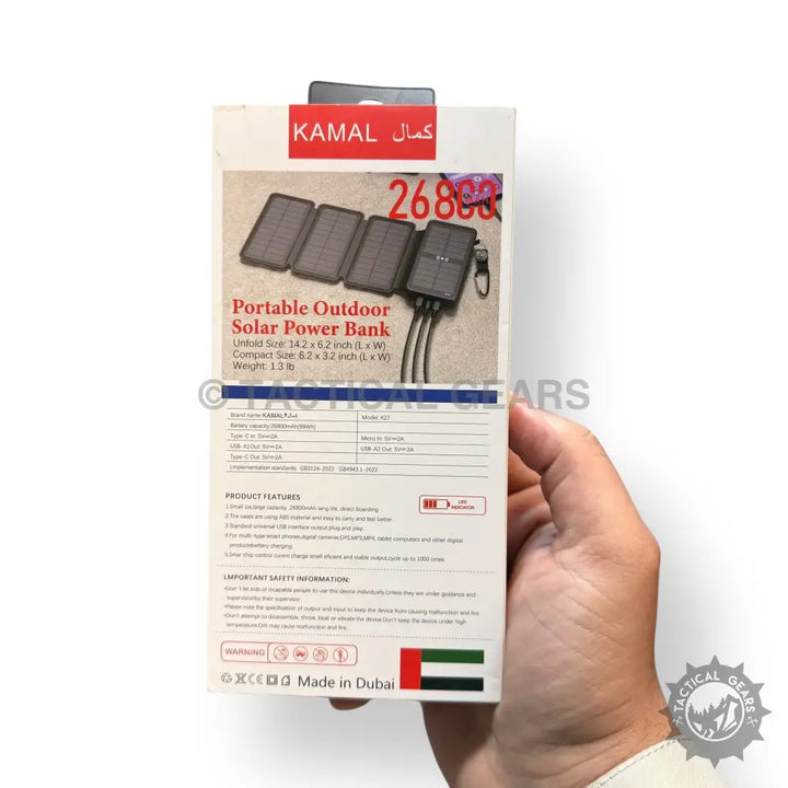 Portable outdoor solar power bank with wireless charging and 26800mAh solar power capacity