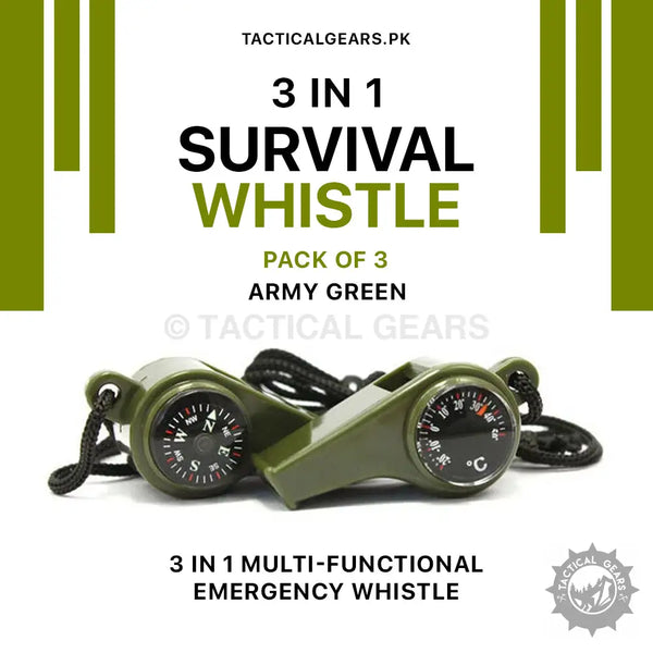 3 in 1 Survival Whistle (Pack of 3) Camping & Hiking