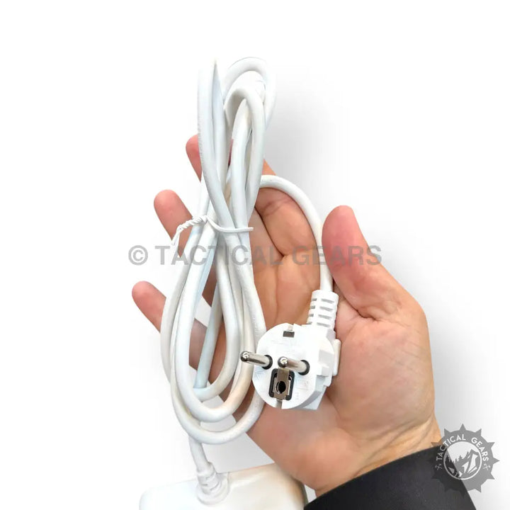 White electrical cord with Type F Schuko plug for 3 Way Extension Lead with Socket PD 20W and USB ports