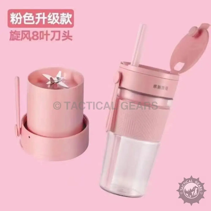 Pink portable blender with 8-leaf blade for smoothies and drinks in the 300ml Smart Portable Blender