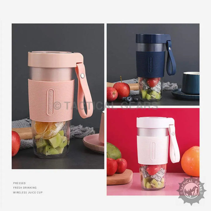 Portable blender with carrying strap for on-the-go smoothies and drinks in 300ml capacity