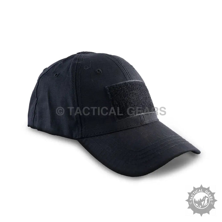 Black tactical baseball cap with hook-and-loop patch panel and camo design for 5.11 P Cap