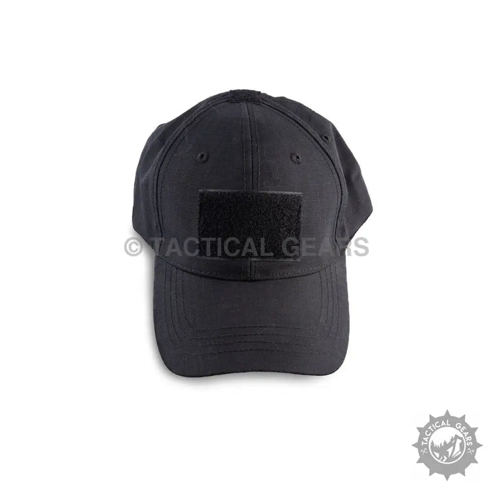 Black tactical baseball cap with camo hook-and-loop patch panel for 5.11 P Cap