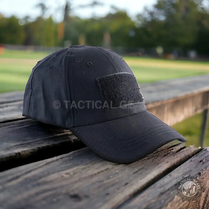 Black 5.11 P Cap with textured camo patch for outdoor and tactical style