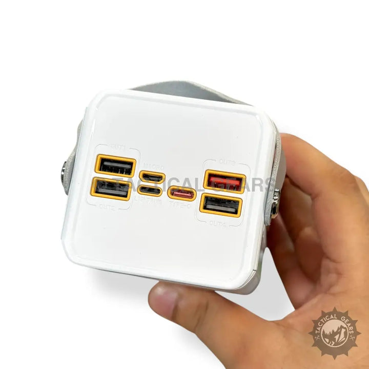 White portable power bank with multiple USB-A and USB-C ports 50000mAh 20W PD Fast