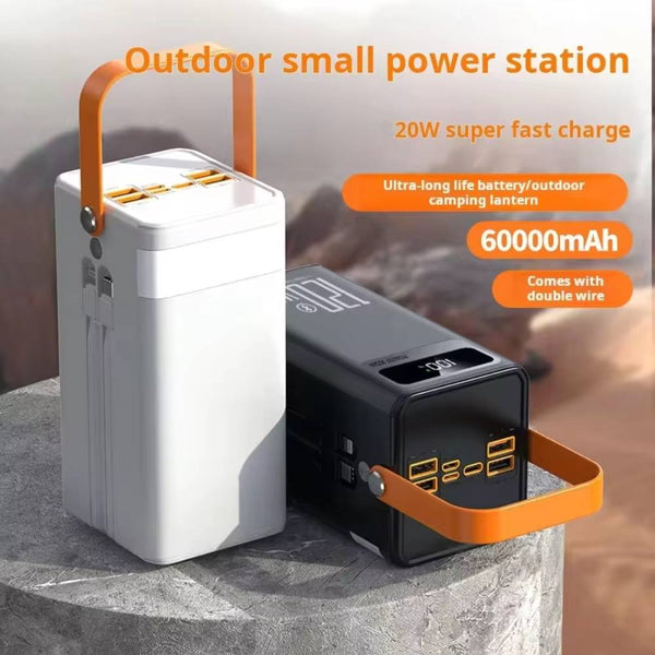 White and black 50000mAh 20W PD fast power bank with orange handle for fast charging