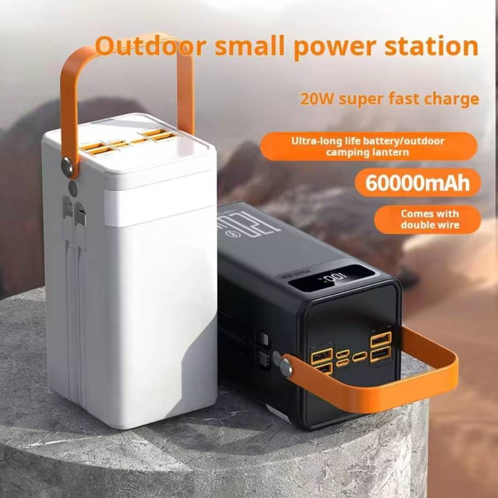 White and black 50000mAh 20W PD fast power bank with orange handle for fast charging