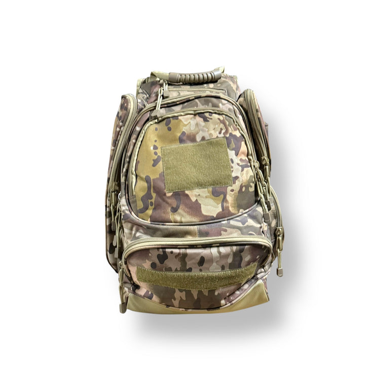 50L waterproof camouflage tactical backpack with multiple compartments and top handle