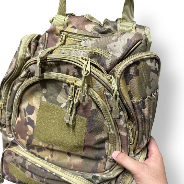 50L Waterproof Camouflage Tactical Backpack with multiple compartments and Velcro patch