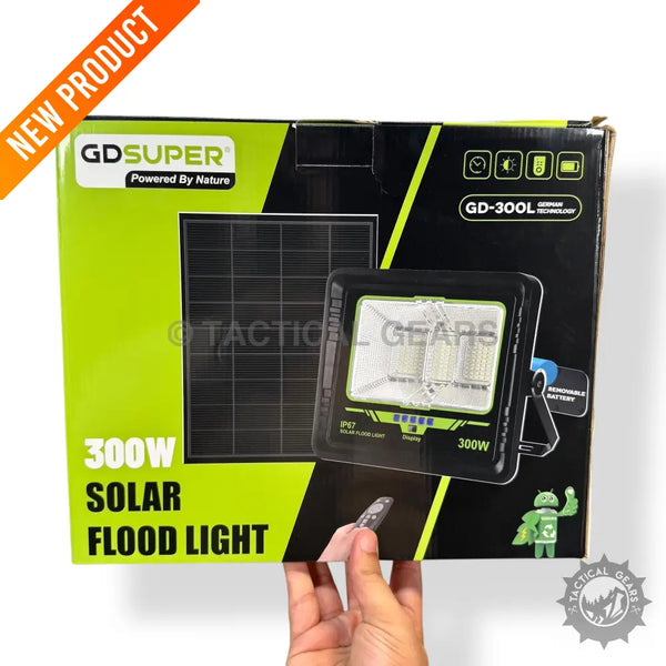 600w Solar Floodlight with LED Beads, solar panel, remote control, and rechargeable battery