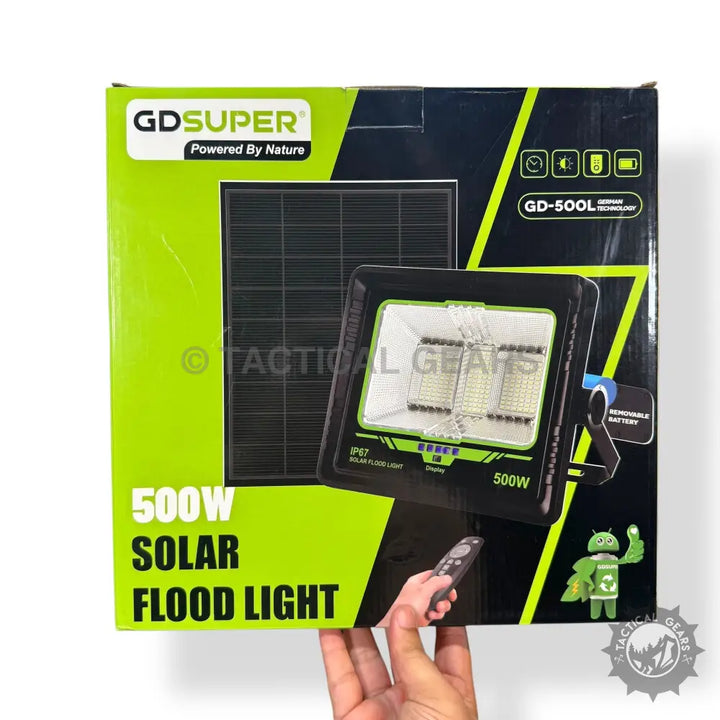 Boxed 600w Solar Floodlight with LED Beads, Solar Panel, and Remote Control