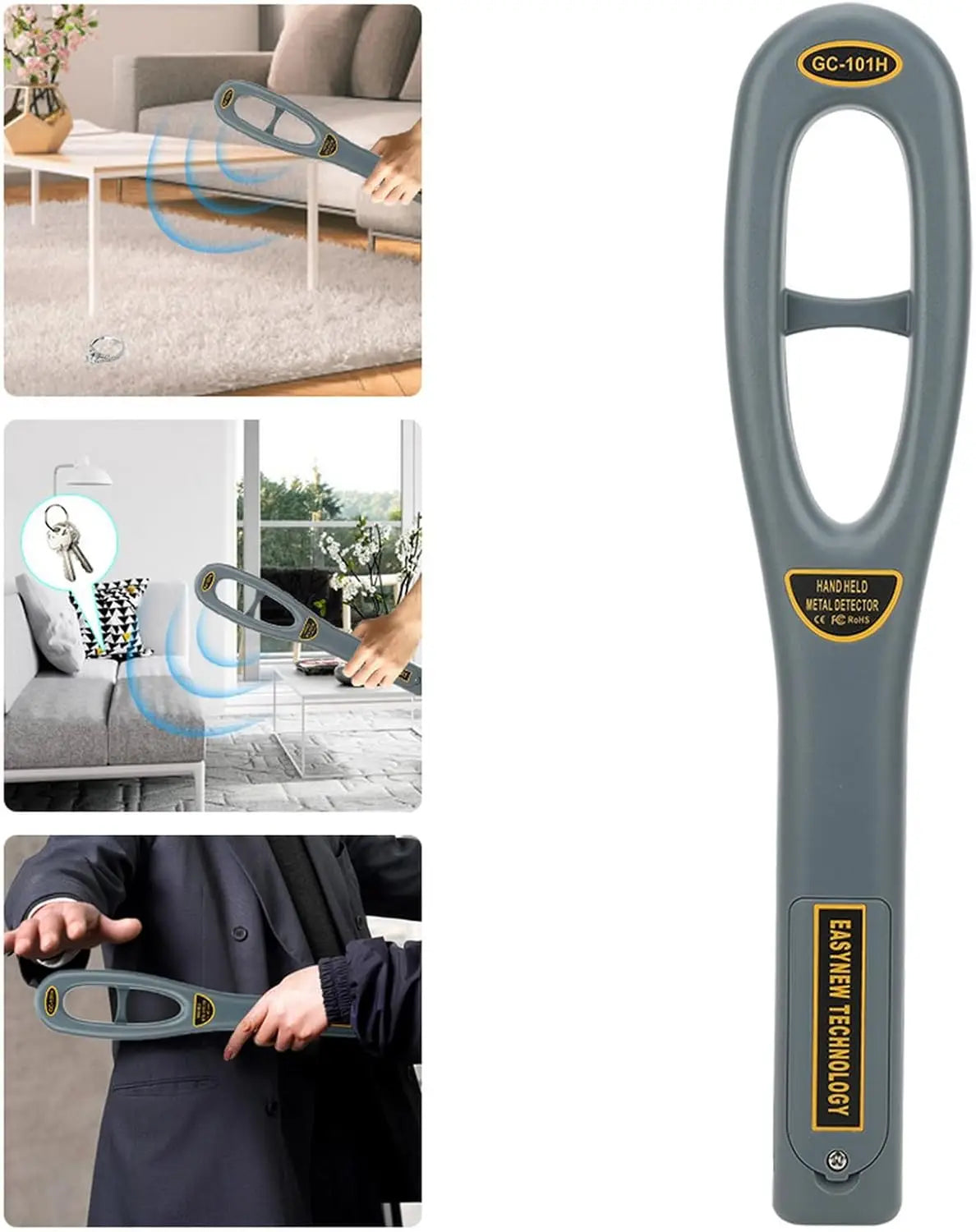 Security inspection handheld metal detector with oval-shaped scanning head for security checks