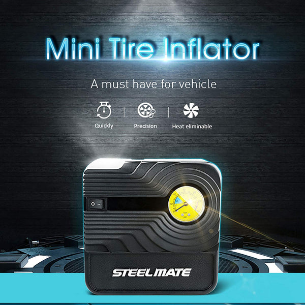 STEEL MATE Tire Inflator Portable Car Air Compressor Pump