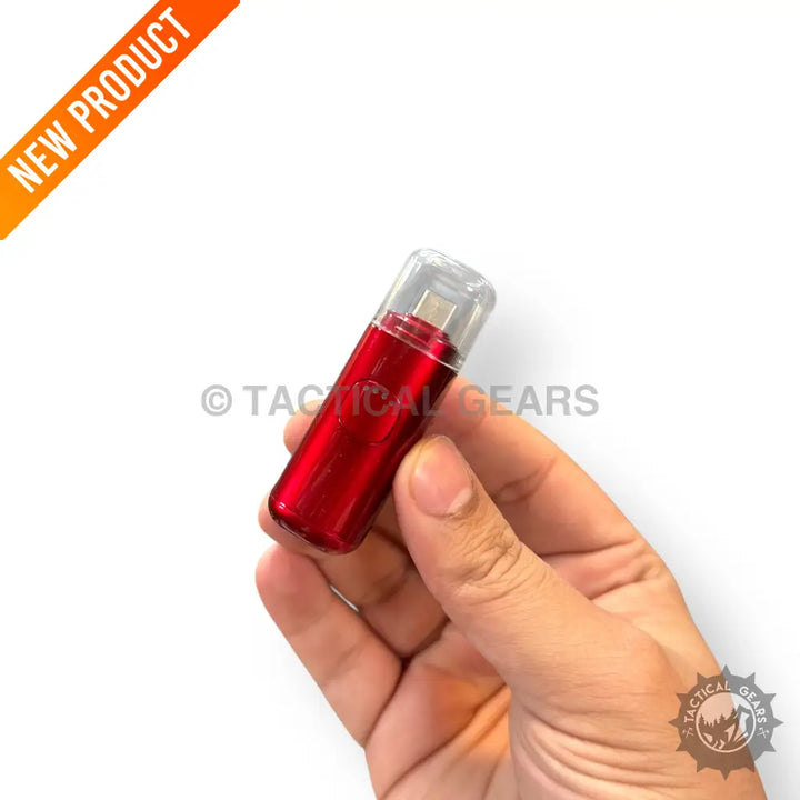 Red USB-C flash drive with transparent cap for mini power bank and portable power solutions
