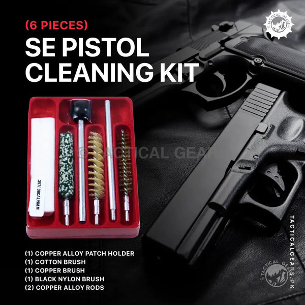 SE Cleaning Kit 6 PC with copper alloy brushes and rods for pistol cleaning