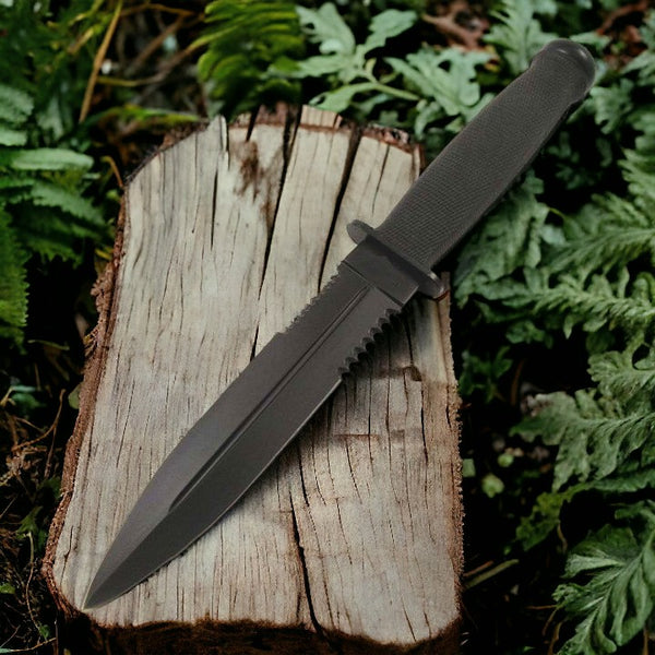 Black Titanium Hunting Knife - Dual Sided - Large