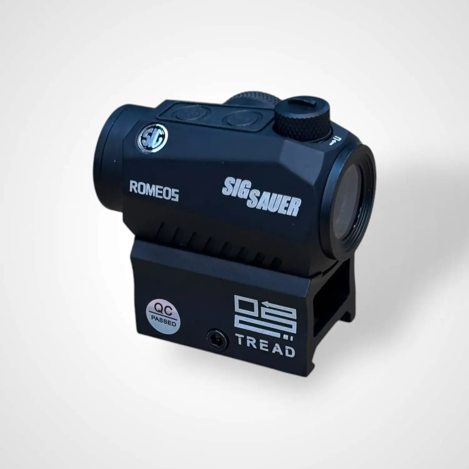 Black Sig Sauer Romeo5 red dot sight for precise targeting and quick target acquisition