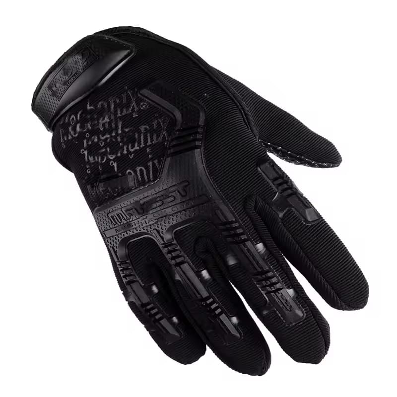 Black tactical Mechanix Gloves with knuckle and finger protection for durability