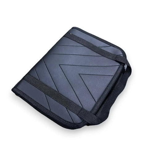 Dark Blue Tactical Safety Case with black quilted storage organizer and elastic loops