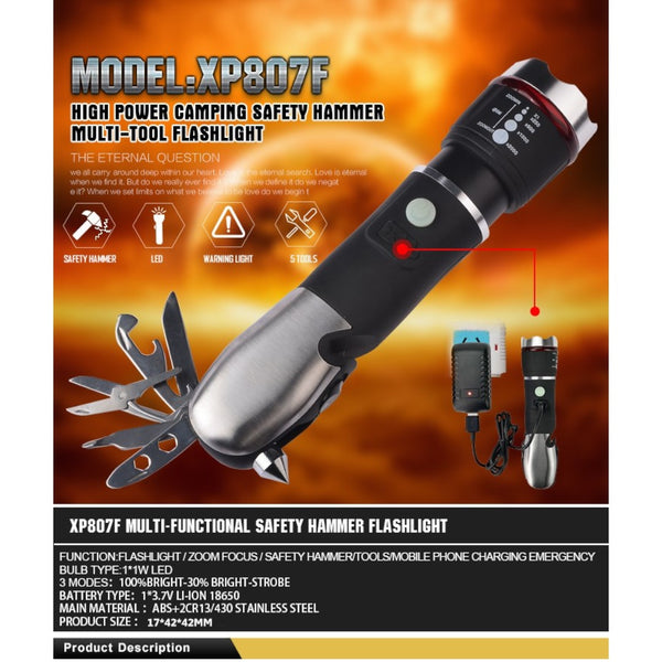 Tactical  Multi Tool Torch USB rechargeable